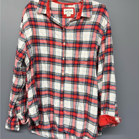 American Eagle Outfitters Tops - American Eagle Outfitters Red and White Plaid Flannel Shirt